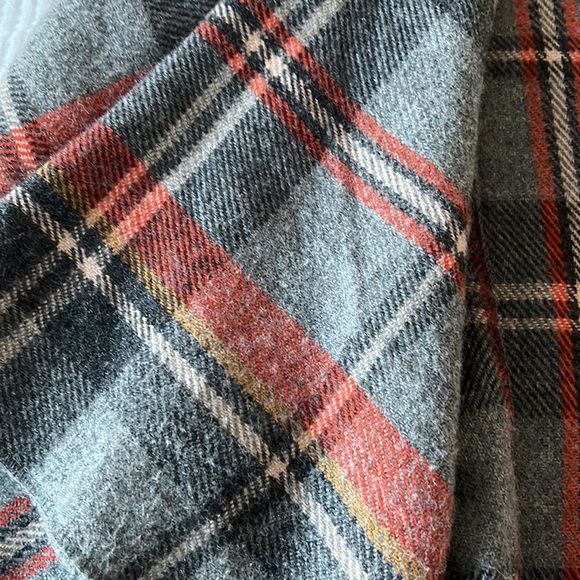 Plaid Poncho with Fringe - Picture 2 of 3